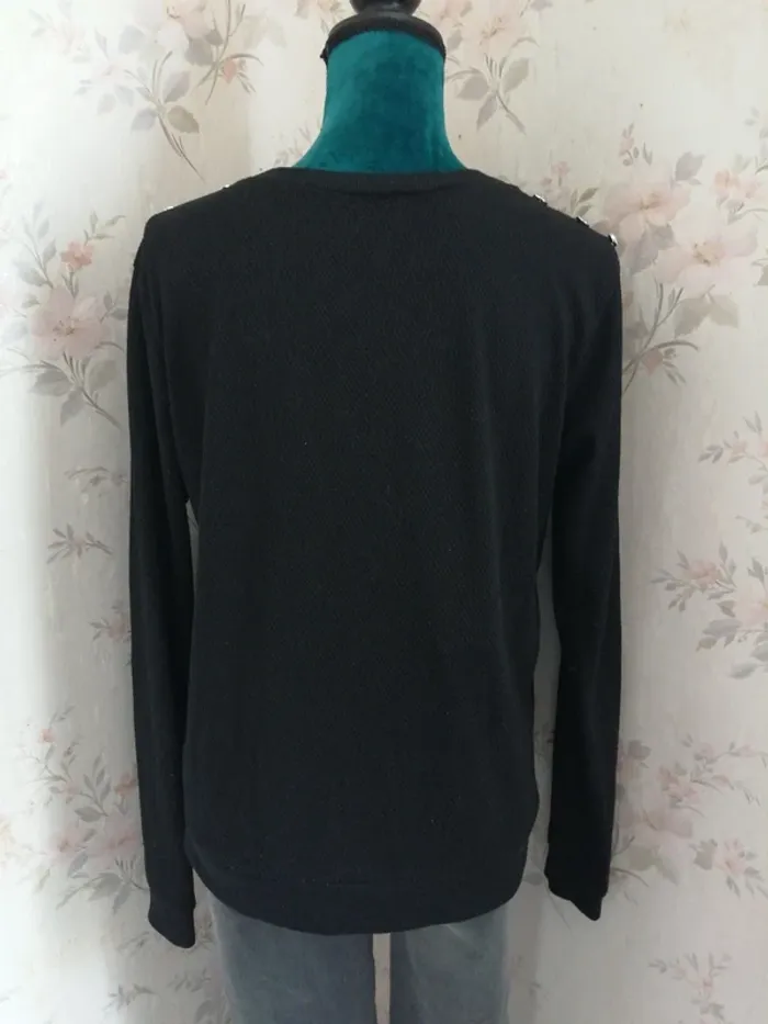 Pull noir fin texturé avec boutons sur les épaules / zeeman / (38) - photo numéro 5