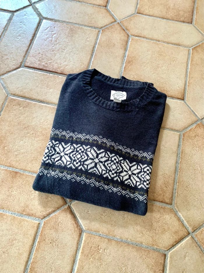 Pull style hiver flocon en coton St John’s bay vintage gris