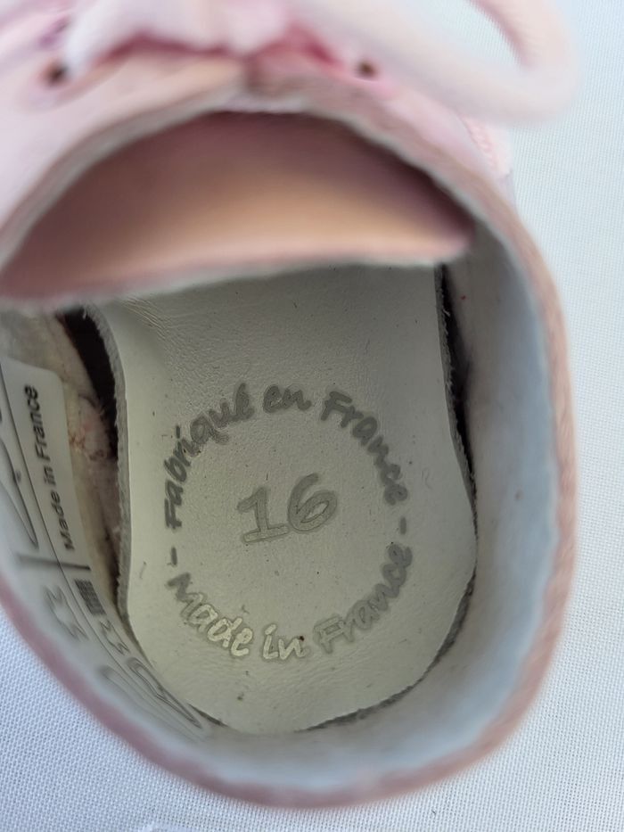 Chaussures richelieu bébé en cuir rose Point 16 Made in 🇨🇵 - photo numéro 3