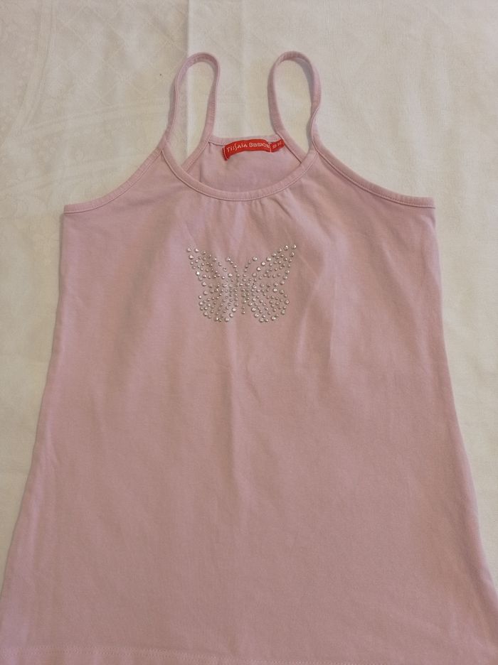 Débardeur rose avec joli papillon doré taille 10 ans voir photos
