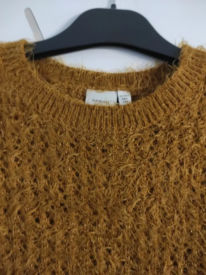 Pull moutarde pailleté Name it taille 12ans - photo numéro 2