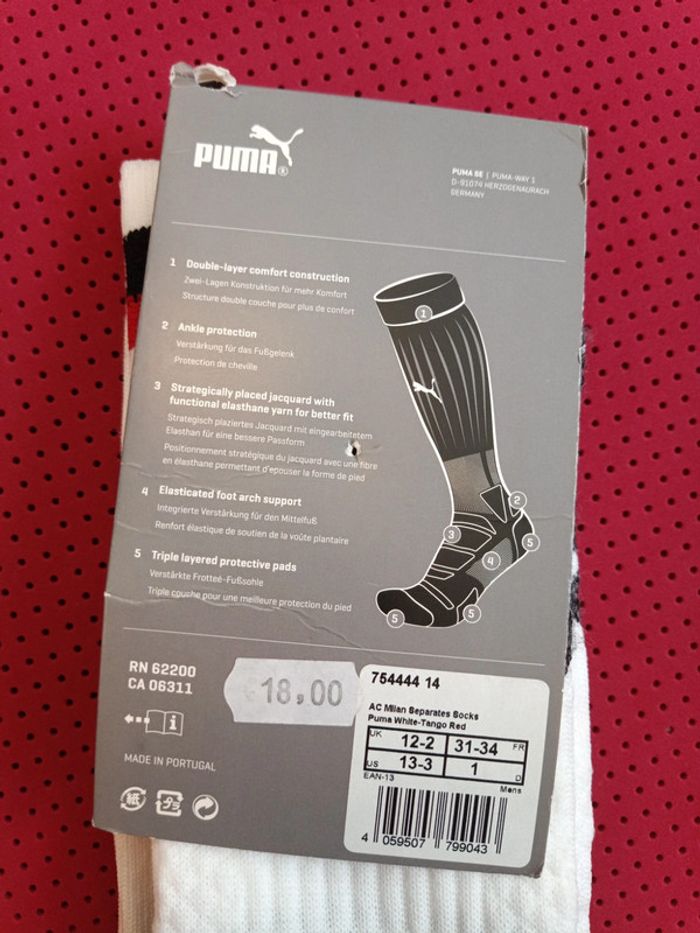 Chaussettes de foot AC Milan, Puma Authentique Officiel taille 31/34, neuf - photo numéro 7