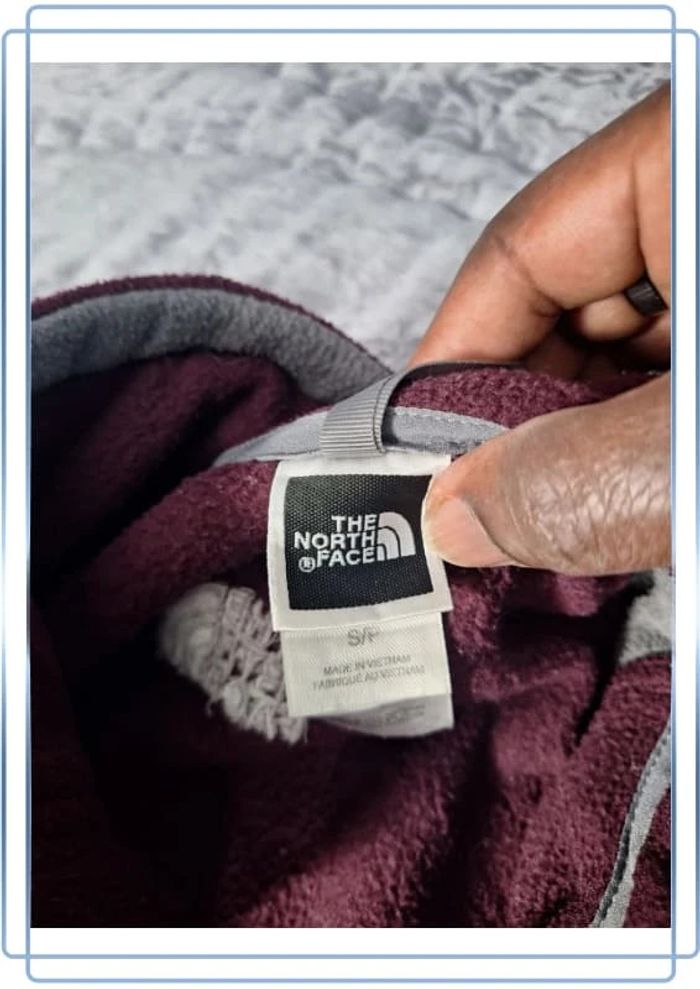 Veste polaire full zip the north face femme / taille S / gris et bordeaux / logo brodé - photo numéro 9