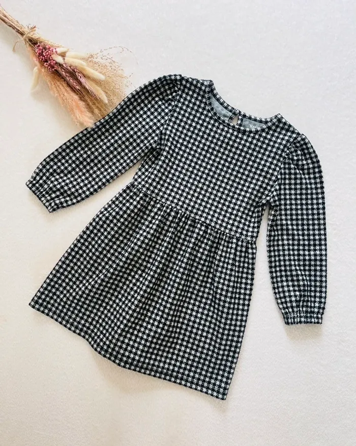 Robe vichy noire et blanche 4 ans - Kiabi