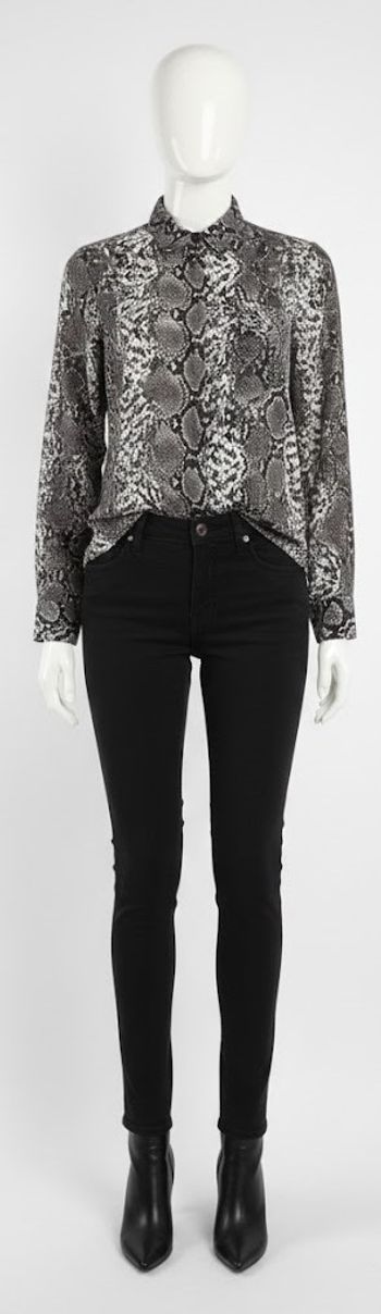 Prête à rugir de style ? 🐍 Cette chemise AMISU à l'imprimé serpent ultra tendance est la pièce qu'i