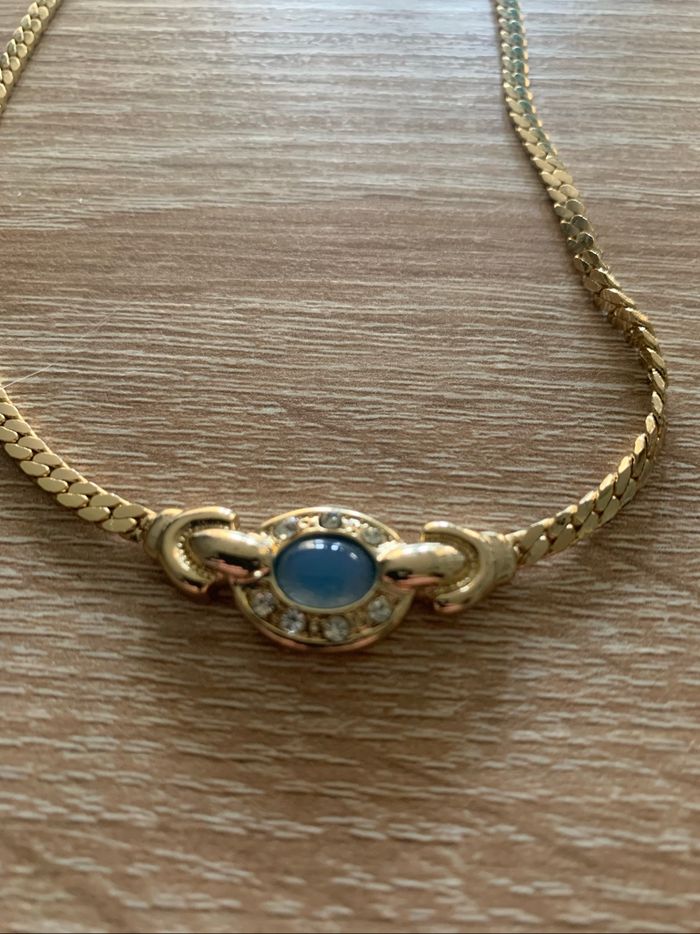 Collier vintage ovale en pâte de strass Daxon - photo numéro 3