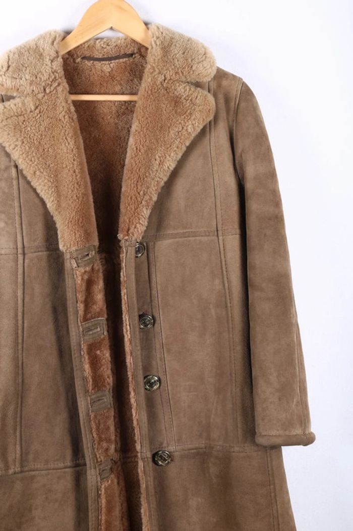 Peau lainée vintage 70's en mouton retourné shearling, cuir, daim, laine (#240708) - photo numéro 8