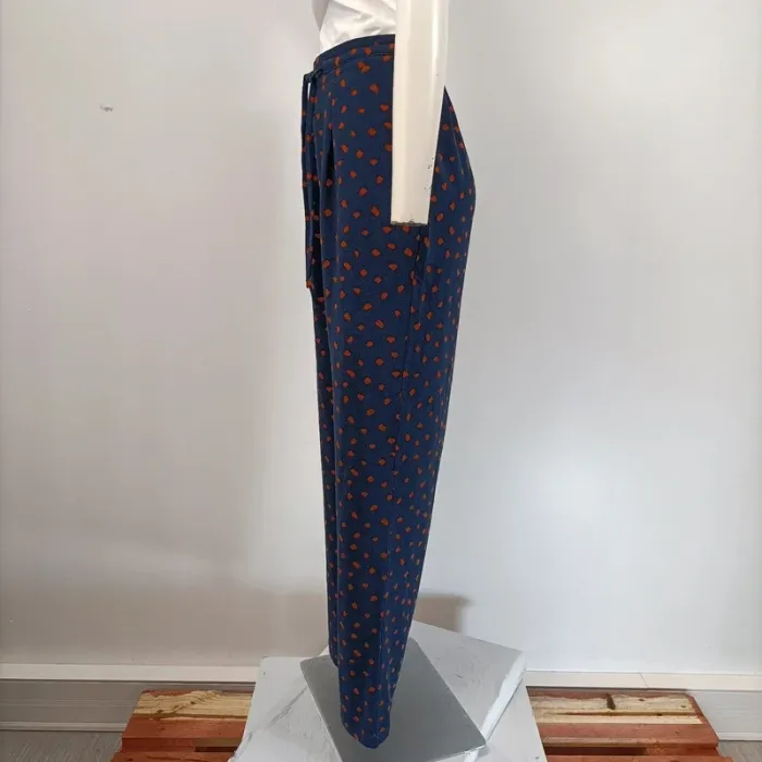 Pantalon fluide Damart bleu marine à pois rouille - Taille 44 - A154 - photo numéro 3
