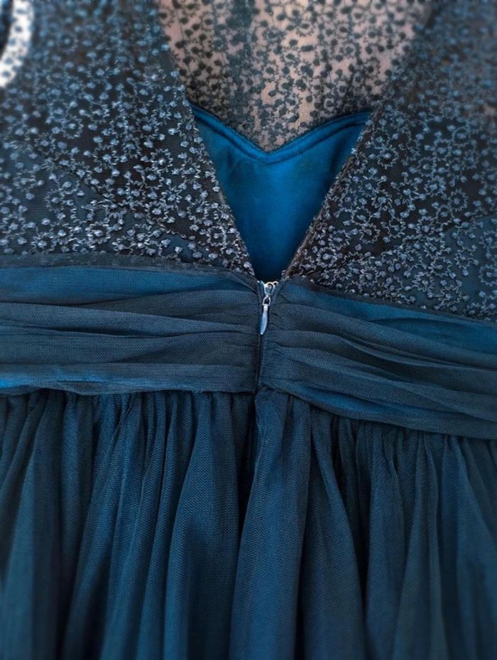 Robe  de  soirée  marine  strass  sequins  -  Ashwi  -  M  = S  actuel -  Comme  Neuve - photo numéro 10