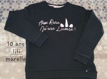 Sweat licorne lili marelle fille 10 ans