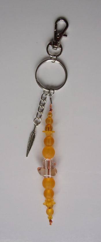 Porte clé ou Déco de sac à main canard orange pêche plume fine