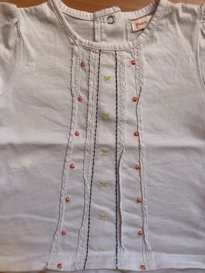 Joli T-shirt MC blanc T. 12 mois/74 cm Grain de Blé TBE - photo numéro 3