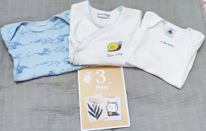 Lot bodies (x3) manches courtes bébé mixte 3 mois
