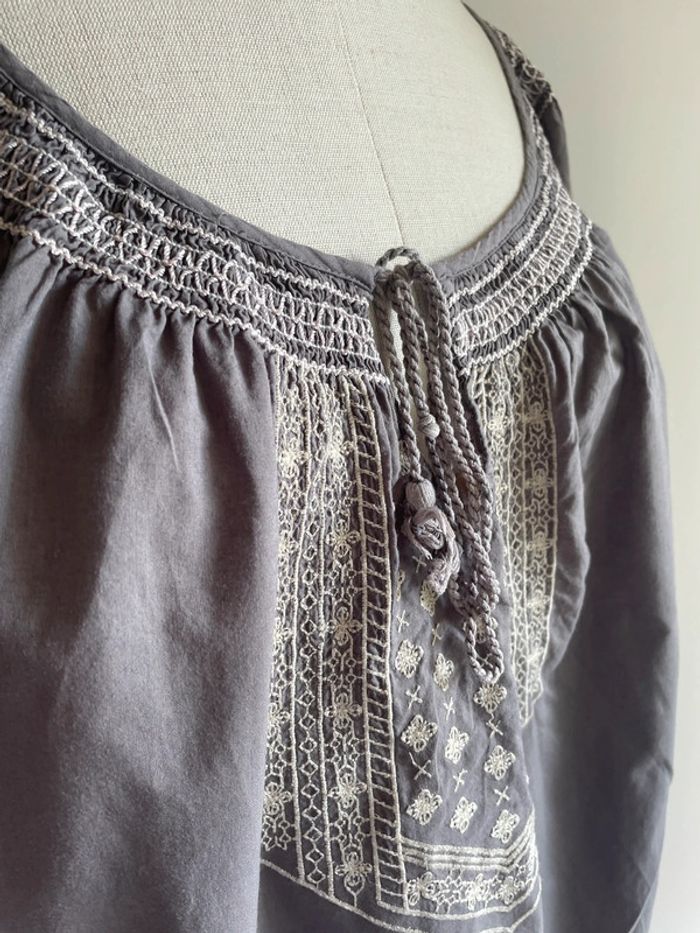 Blouse grise brodée Bandolinoblu L - photo numéro 5