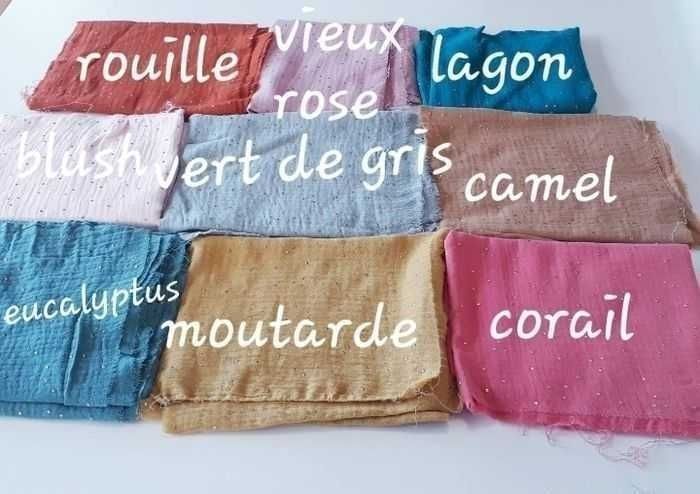 Snood tour de cou écharpe enfant double gaze de coton pois dorés 1-4 ans - photo numéro 5