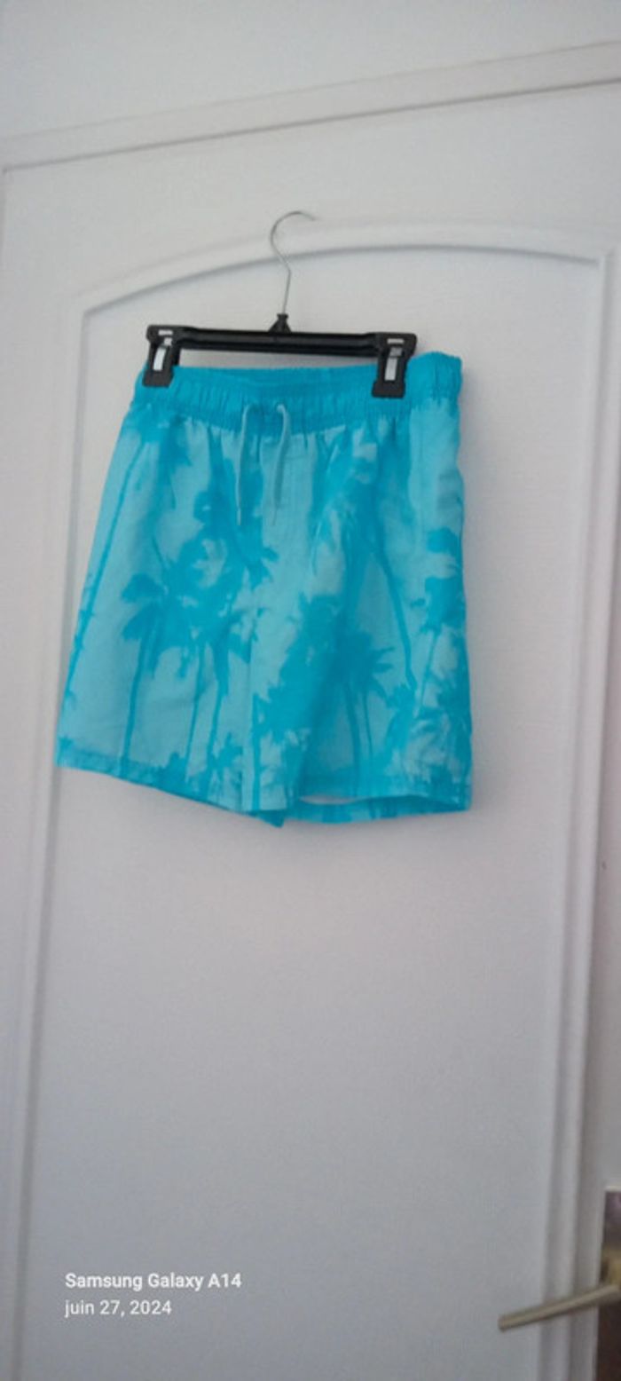 Short de bain motif palmiers turquoise garçon 12 ans kiabi - photo numéro 2