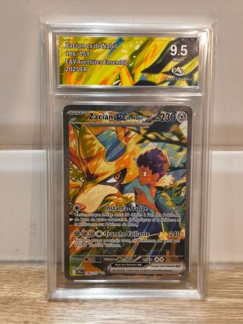 Pokémon Zacian de Nabil ex 186/159 Collect Aura 9.5 Mint+ Aventure Ensemble EV9