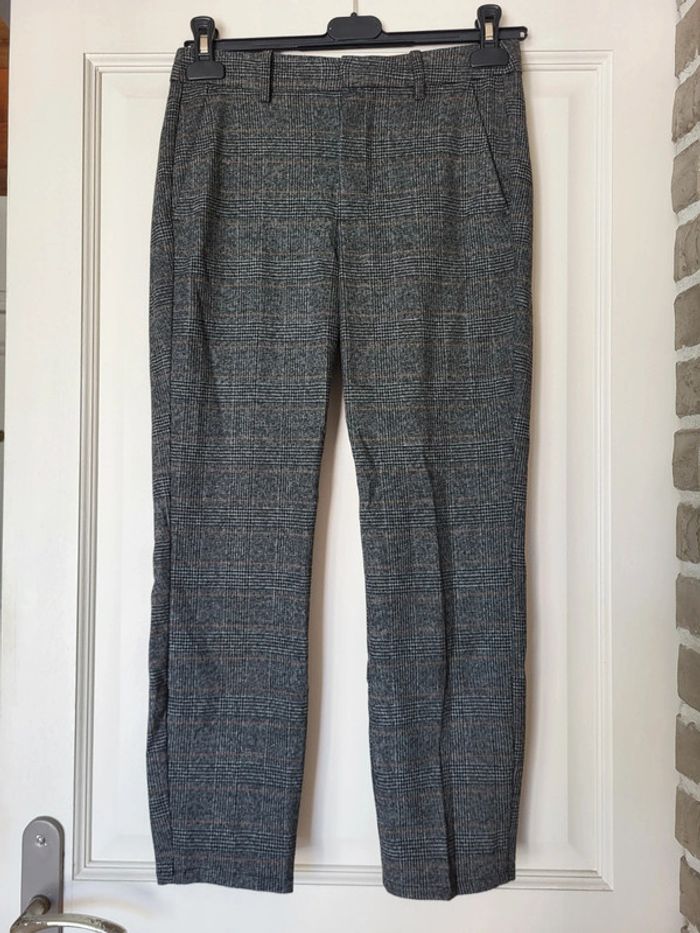 Pantalon gris à carreaux prince-de-galles Zara