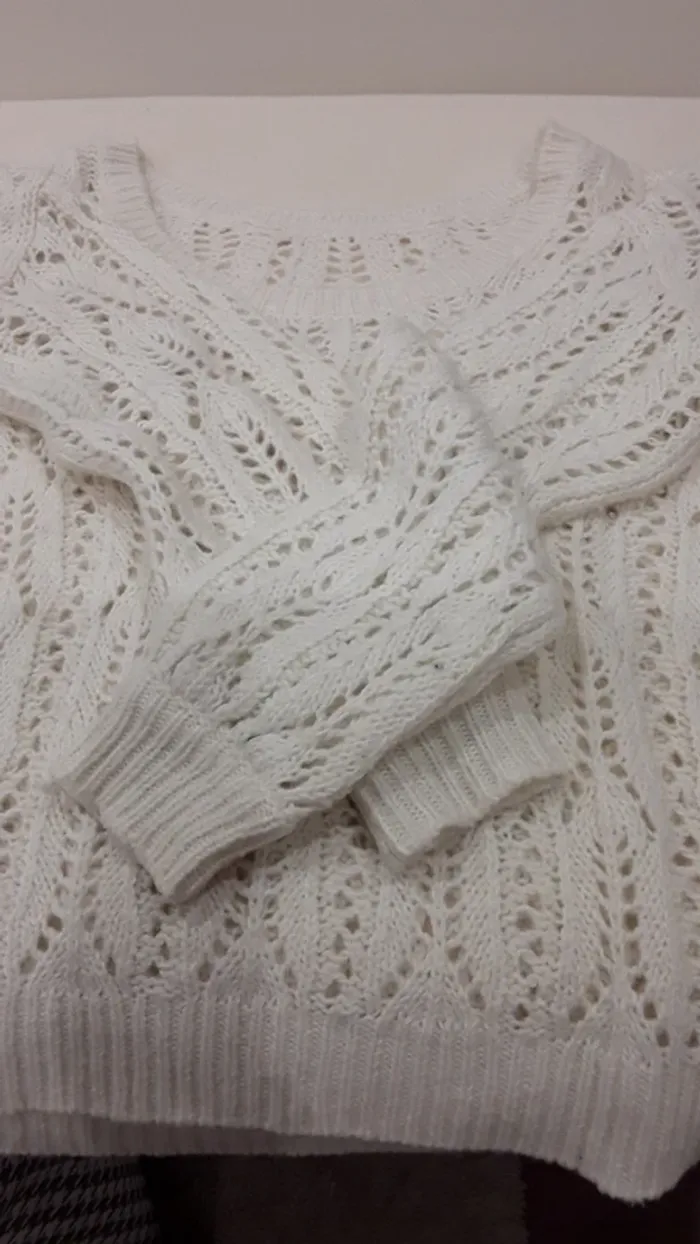 Pull femme ajouté, couleur crème - photo numéro 4