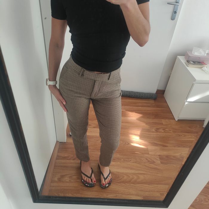 Pantalon coupe droite en tweed motif pied de poule - photo numéro 3