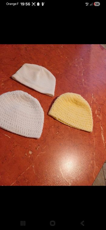 Lot de 3 bonnets de naissance 