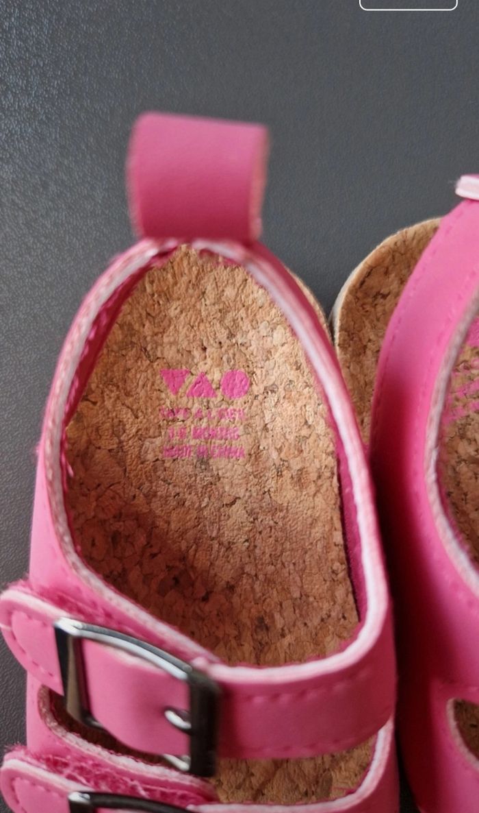 Sandales à scratch rose bébé - photo numéro 3
