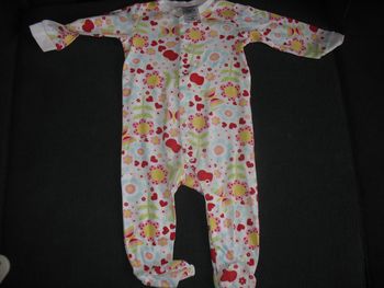 PYJAMA FIN BLANC A FLEURS BÉBÉ FILLE "H&M" - 6 MOIS - n°01