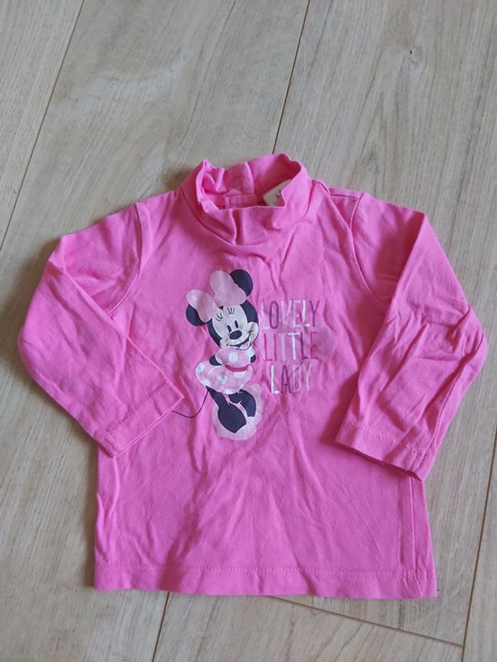 Tee-shirt col montant ML Disney Minnie 6 mois comme neuf (78) - photo numéro 2