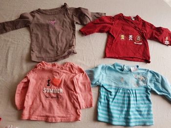 Lot de 4 t-shirt manches longues fille 6 mois