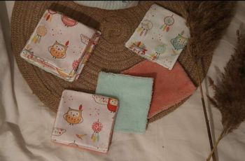 Lingettes lavables et panier de rangement