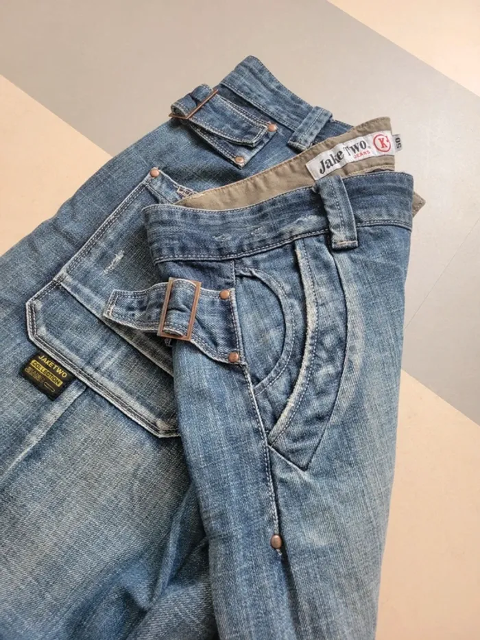 Pantalon jean jake two large super baggy taille L 50 bleu clair - photo numéro 10
