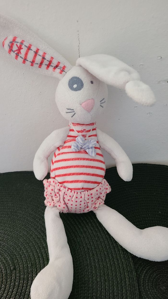 doudou lapin blanc rouge by tape a l'oeil - photo numéro 4