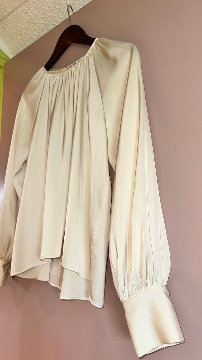 Chemisier - Blouse beige/crème Chic Zara taille XS - photo numéro 2