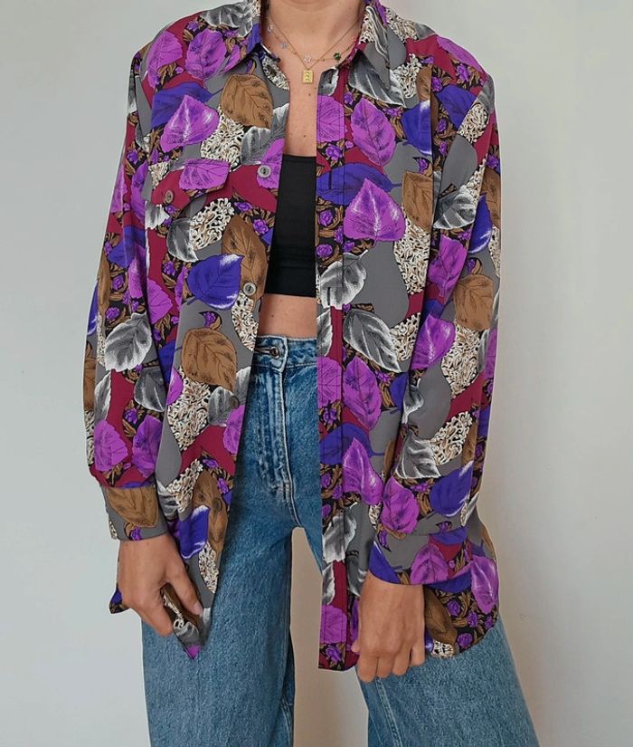 Chemisier à motifs floraux vintage 90s oversize - photo numéro 3