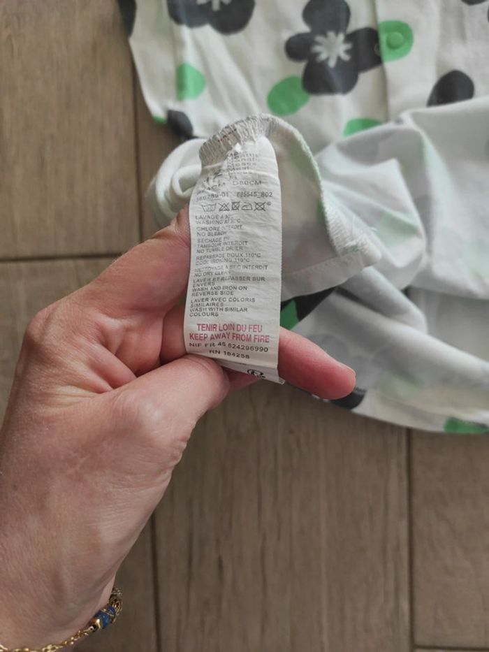 Robe blanche noire et verte catimini 12 mois - photo numéro 6