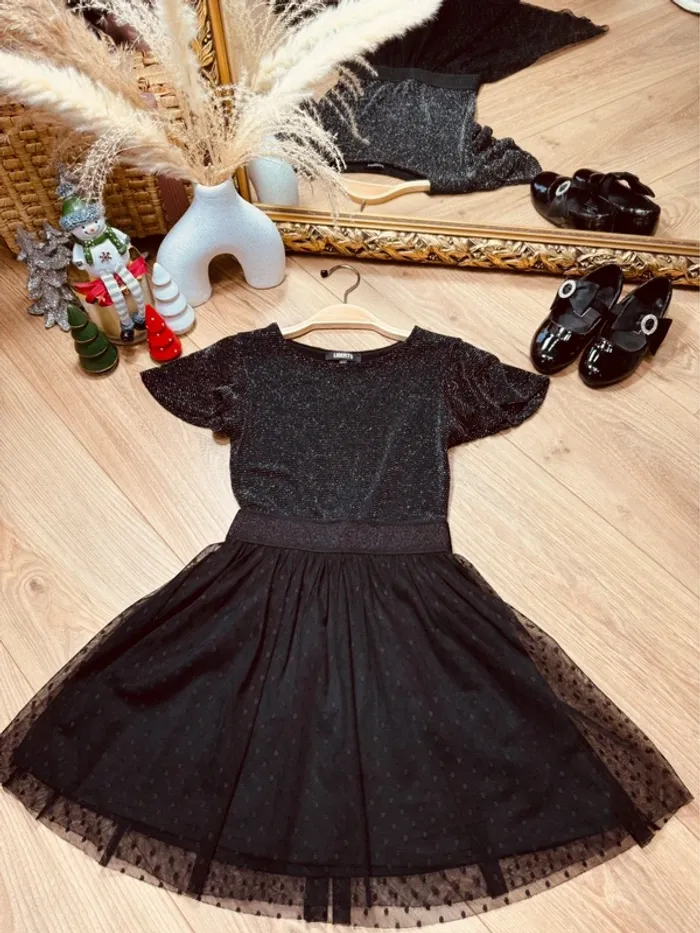 Taille 5 ans robe fête fille Liberto noire argenté * scintillant tulle * 🎄