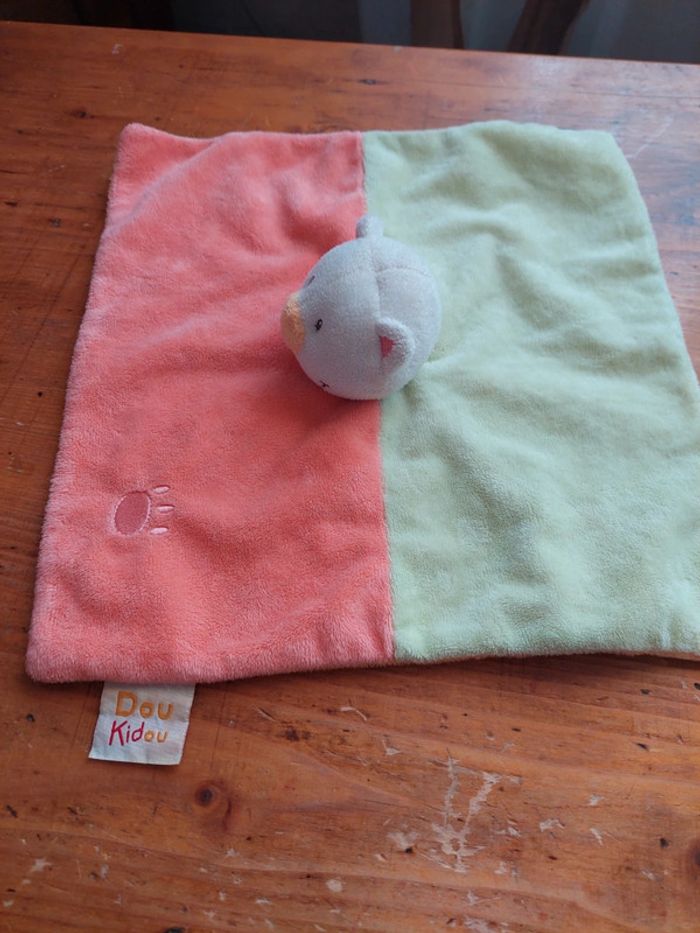 Doudou plat chat vert et orange Doukidou - photo numéro 4