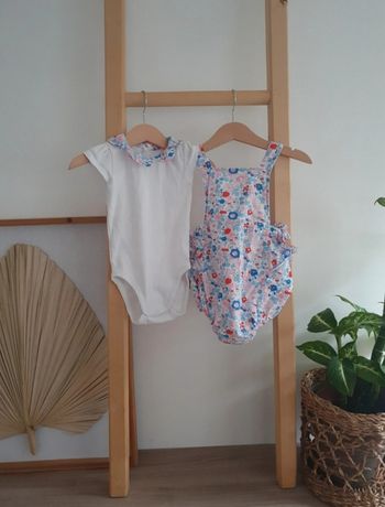 Ensemble barboteuse/body jacadi/liberty exclusif taille 12 mois.