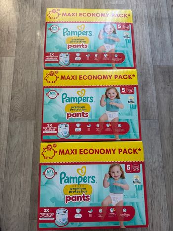 Lot de 3 maxi pack Pampers premium protection taille 5 