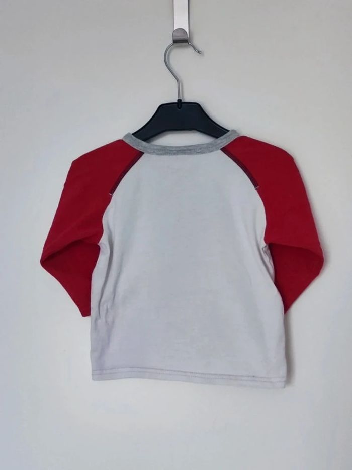 Tee-shirt manches longues gris blanc rouge Aubisou - photo numéro 4