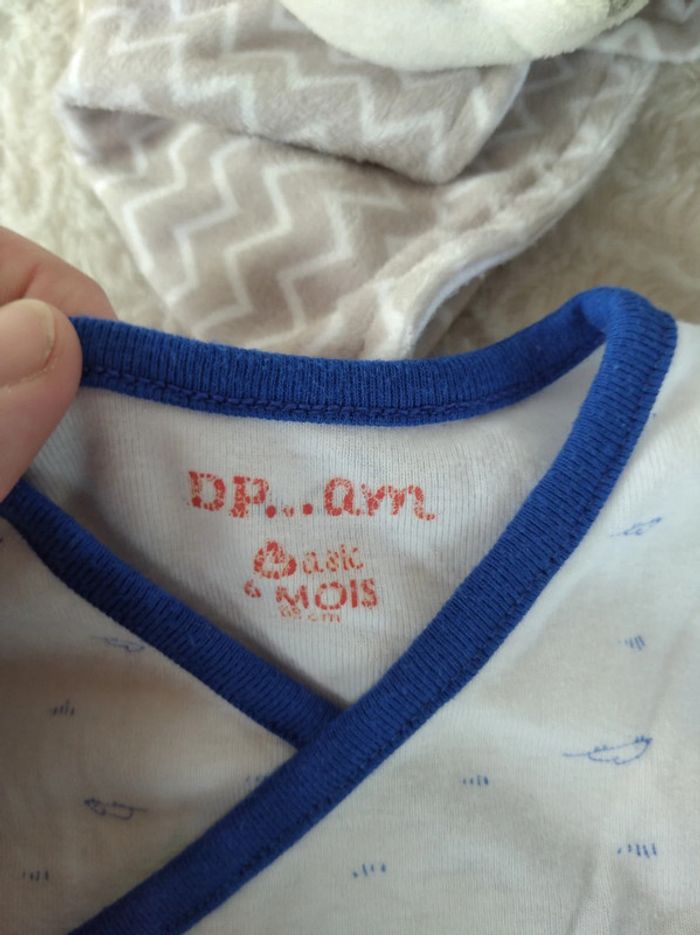 Lot de 2 bodies croisés manches courtes Mixte 6 mois souris Dpam 100% coton - photo numéro 7