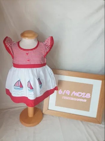 Jolie robe manches courtes Pierre l'Amour fille 6/9 mois