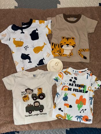 Lot Tee shirt été 6 mois animaux jungle