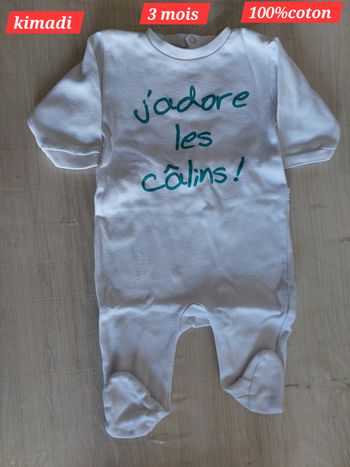 Grenouillère blanche fille 3 mois 