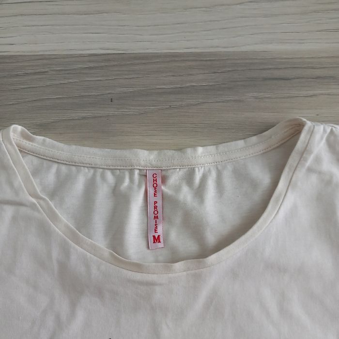 T-shirt femme blanc cassé imprimé Chose Promise taille M - photo numéro 2
