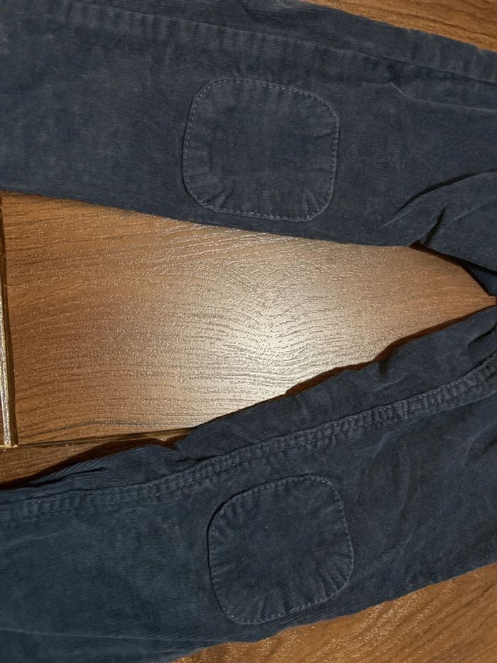 Pantalon en velours côtelé bleu a empiècements sergent major taille 3 ans - photo numéro 6