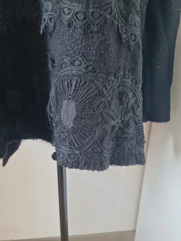 Pull noir Mat Fashion avec bandes en dentelle – Taille 4XL (équiv. 44/48) - photo numéro 7