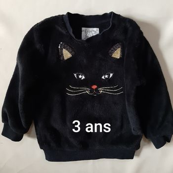 pull chaud noir tout doux - chat - C&A - 3 ans