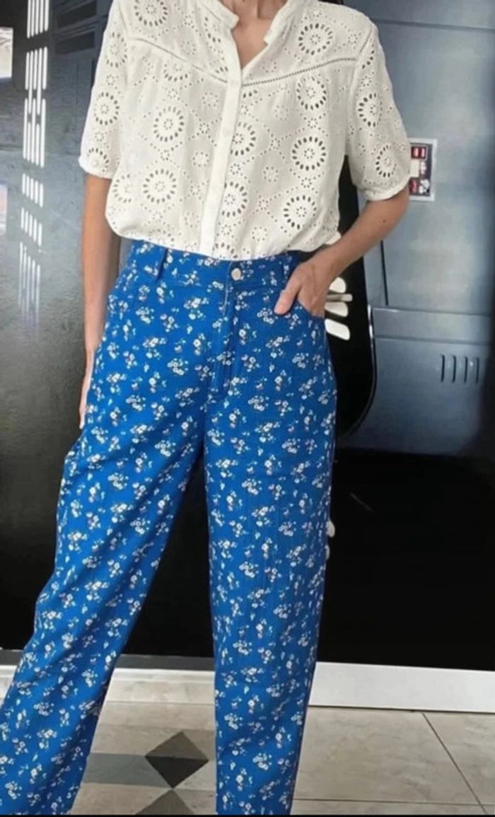 Pantalon Flowers en tissu gaufré - photo numéro 4