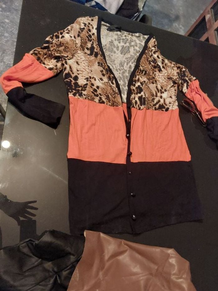 Gilet orange et léopard
